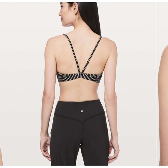 Lululemon deeper breath bra, black/white stripes, Size 10 J139 - Picture 2 of 9